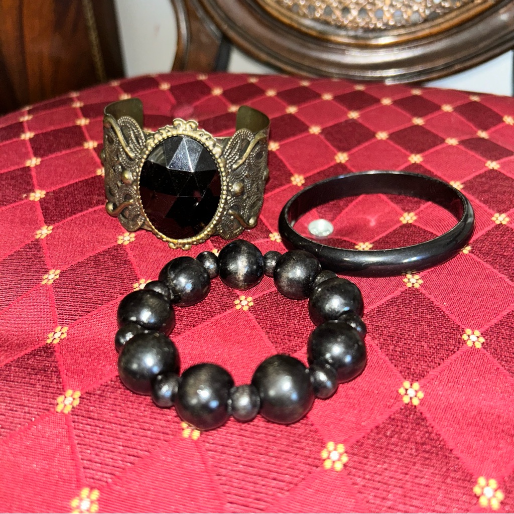 Black Bracelets  Beads Cuffs Lot